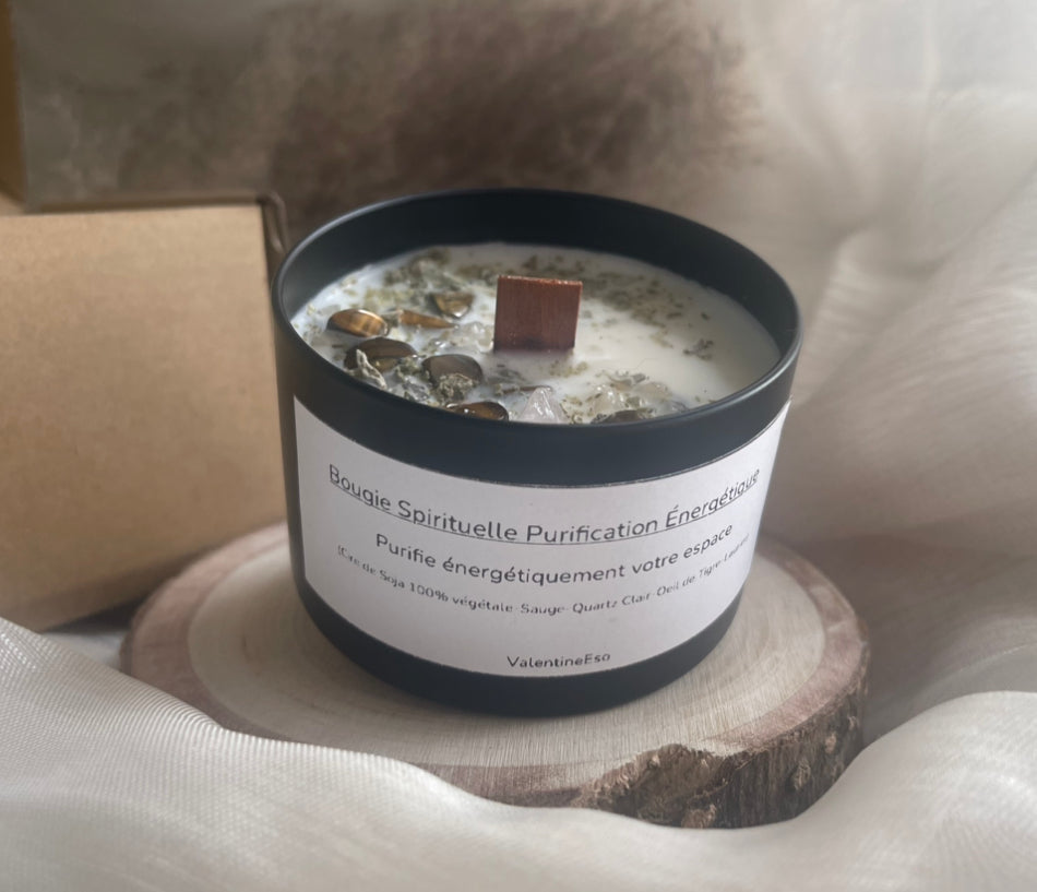 Bougie Purification Énergétique | Renouveau-Harmonie-Nettoyage des énergies | + Exercices fournis avec