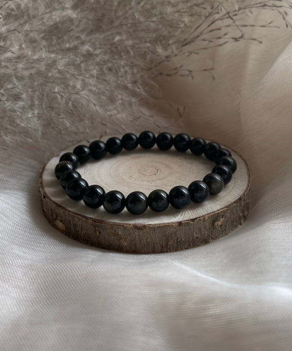 Bracelet Obsidienne Doré | Protection-Déblocage-Clarté-Ancrage