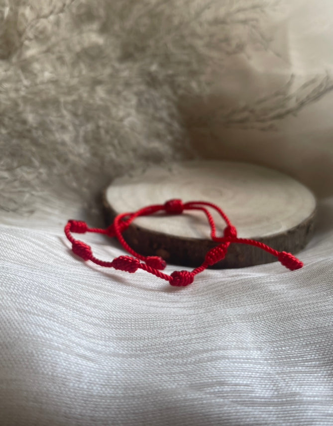 Bracelet 7 Noeud Rouge | Protection-Force-Chance-Ancrage de lien