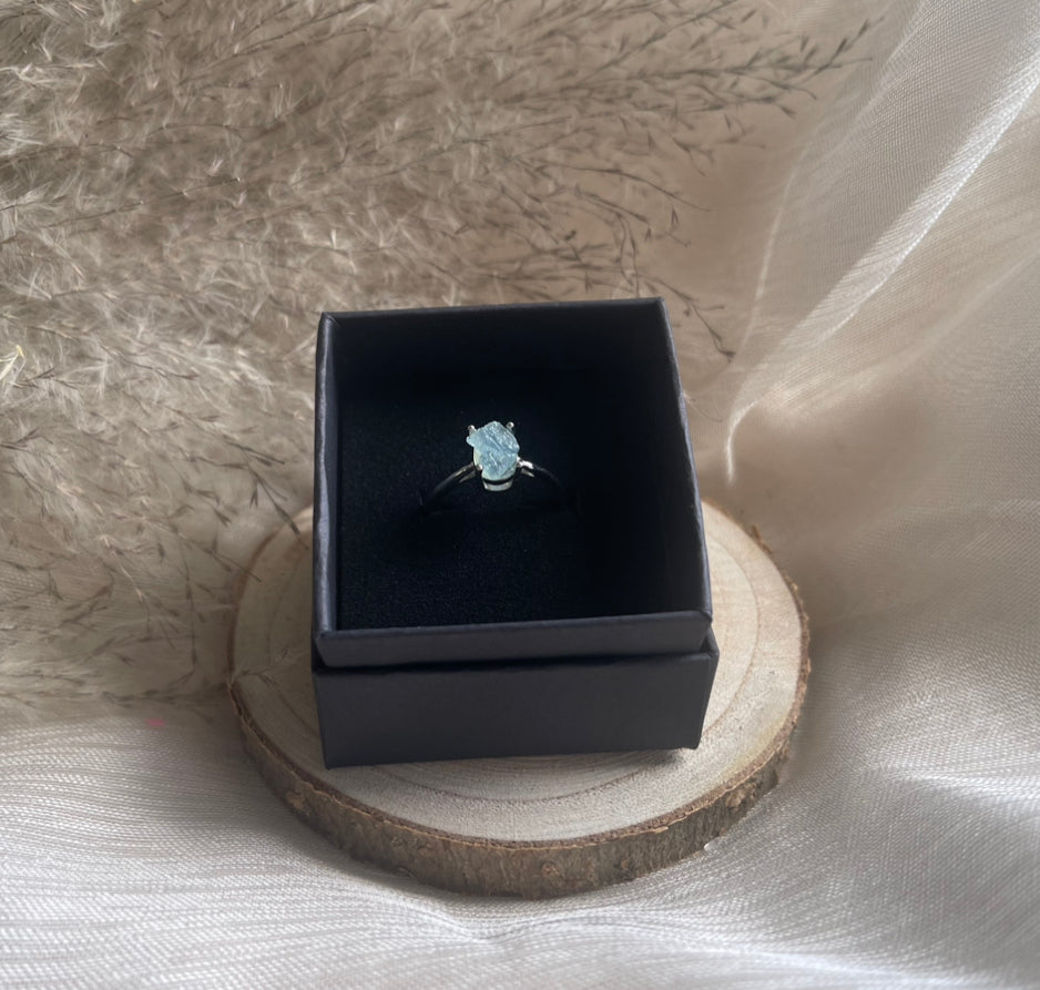 Bague Aigue-Marine (ajustable) | Stabilité-Apaisement-Communication-Intuition