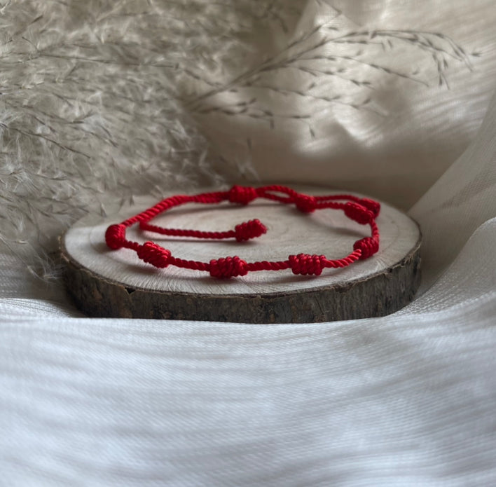 Bracelet 7 Noeud Rouge | Protection-Force-Chance-Ancrage de lien