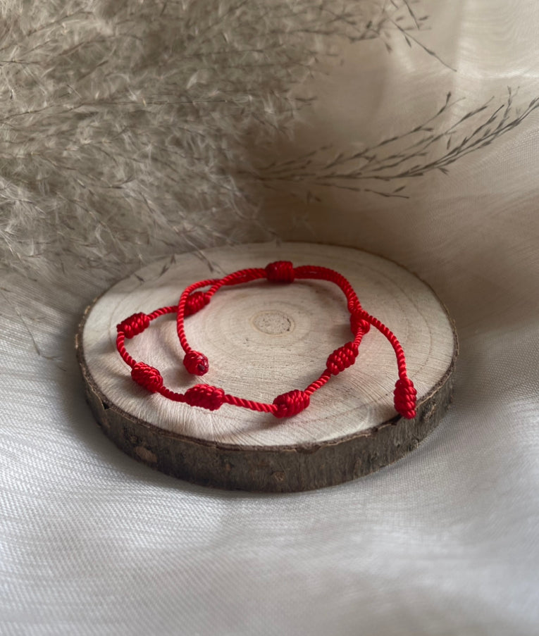 Bracelet 7 Noeud Rouge | Protection-Force-Chance-Ancrage de lien